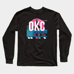 Oklahoma City (OKC) Airport // Sunset Baggage Tag Long Sleeve T-Shirt